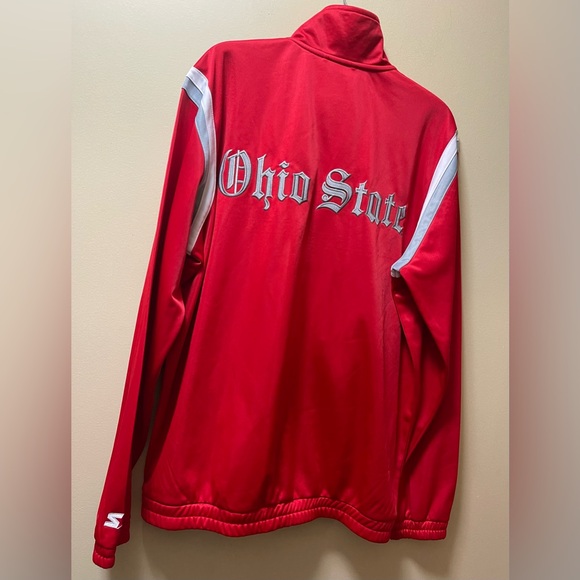STARTER BOMBER FULL ZIP JACKET OHIO STATE BUCKEYES SCRIPT LOGO RED MEN SZ LARGE - Picture 11 of 13